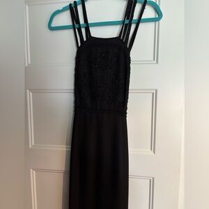 Beaded Stunning Strappy Black Gown